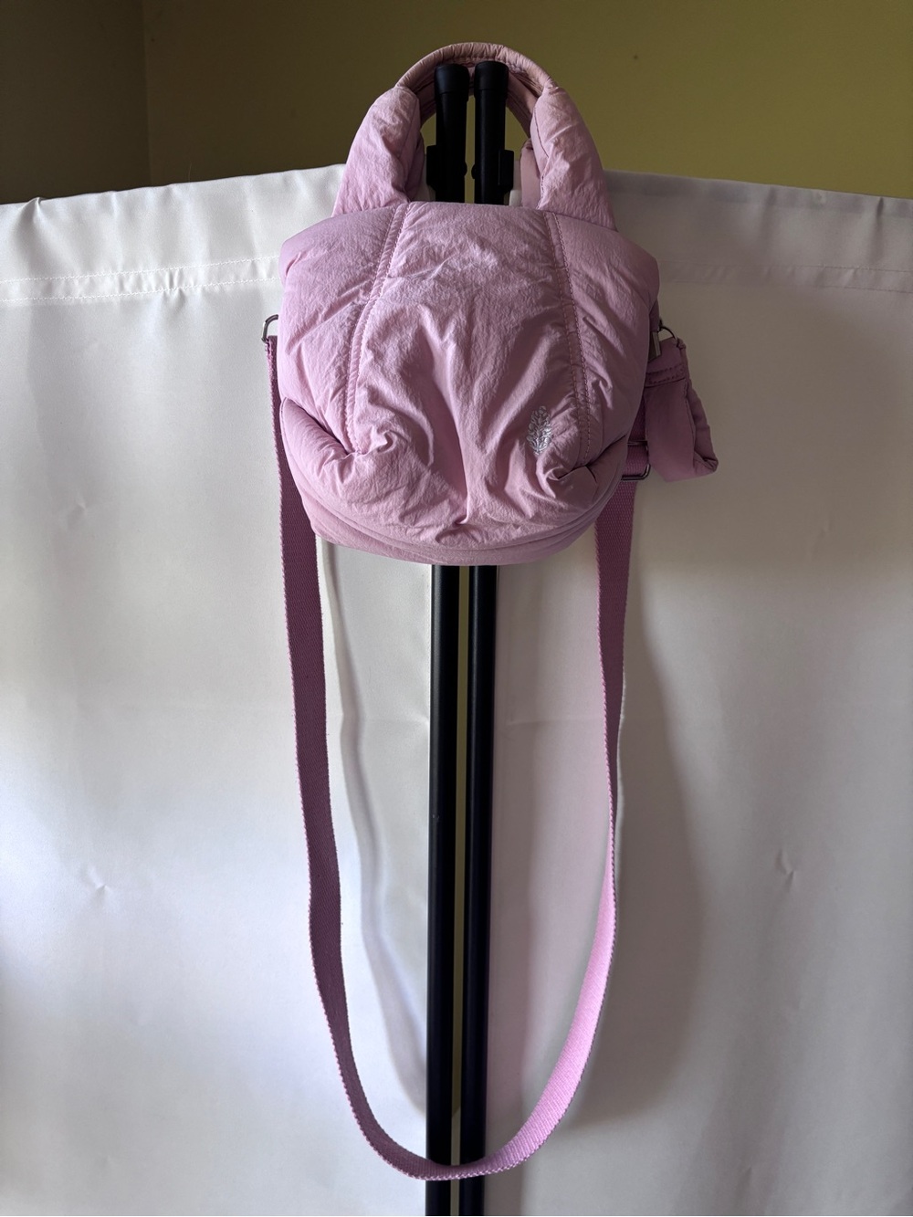 Free People Pink Puffer Quilted Crossbody Bag